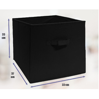 33x37x33 CM Black 6X Pack Foldable Folding Storage Cube Storage Box Bookcase Fabric Cube Toy Organiser