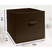 33x37x33 CM Dark Brown 1X Pack Foldable Folding Storage Cube Storage Box Bookcase Fabric Cube Toy Organiser