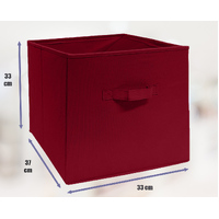 33x37x33 CM Dark Red 4X Pack Foldable Folding Storage Cube Storage Box Bookcase Fabric Cube Toy Organiser