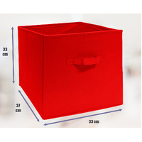 33x37x33 CM Red 2X Pack Foldable Folding Storage Cube Storage Box Bookcase Fabric Cube Toy Organiser