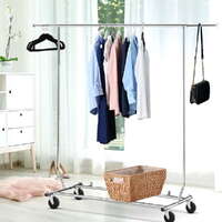 Garment Rack Clothes Rack, With wheels, Casters, Clothing Racks with Hanging Rods, Freestanding Closet Metal Wardrobe Closet
