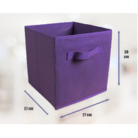 27x28x27 CM Dark Purple 2X Pack Foldable Folding Storage Cube Storage Box Bookcase Fabric Cube Toy Organiser