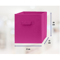 27x28x27 CM Dark Pink 1X Pack Foldable Folding Storage Cube Storage Box Bookcase Fabric Cube Toy Organiser