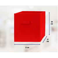 27x28x27 CM Red 1X Pack Foldable Folding Storage Cube Storage Box Bookcase Fabric Cube Toy Organiser