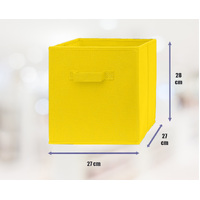 27x28x27 CM Yellow 2X Pack Foldable Folding Storage Cube Storage Box Bookcase Fabric Cube Toy Organiser