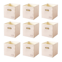 9X Pack  27x27x27 CM  White Foldable Folding Storage Cube Storage Box Bookcase Fabric Cube Toy Organiser