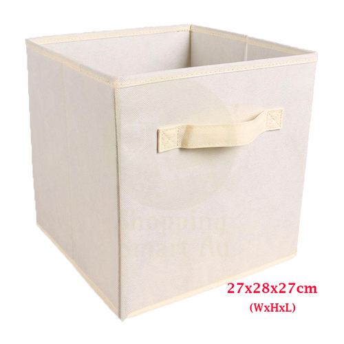 27x28x27 CM Beige 6X Pack Foldable Folding Storage Cube Storage Box Bookcase Fabric Cube Toy Organiser