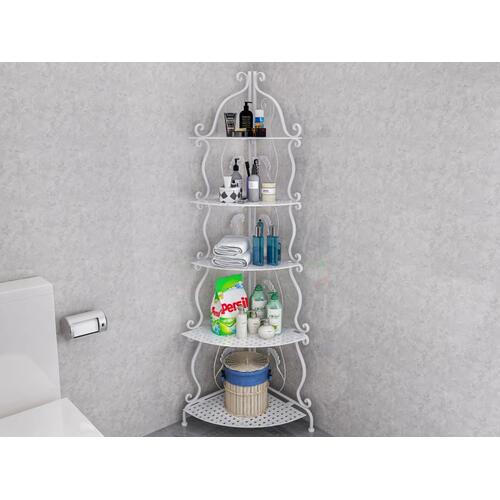 5 Tier Storage Rack Shelving Unit Storage Rack Shelf Shelves Kitchen Bathroom Laundry [Colour: White]